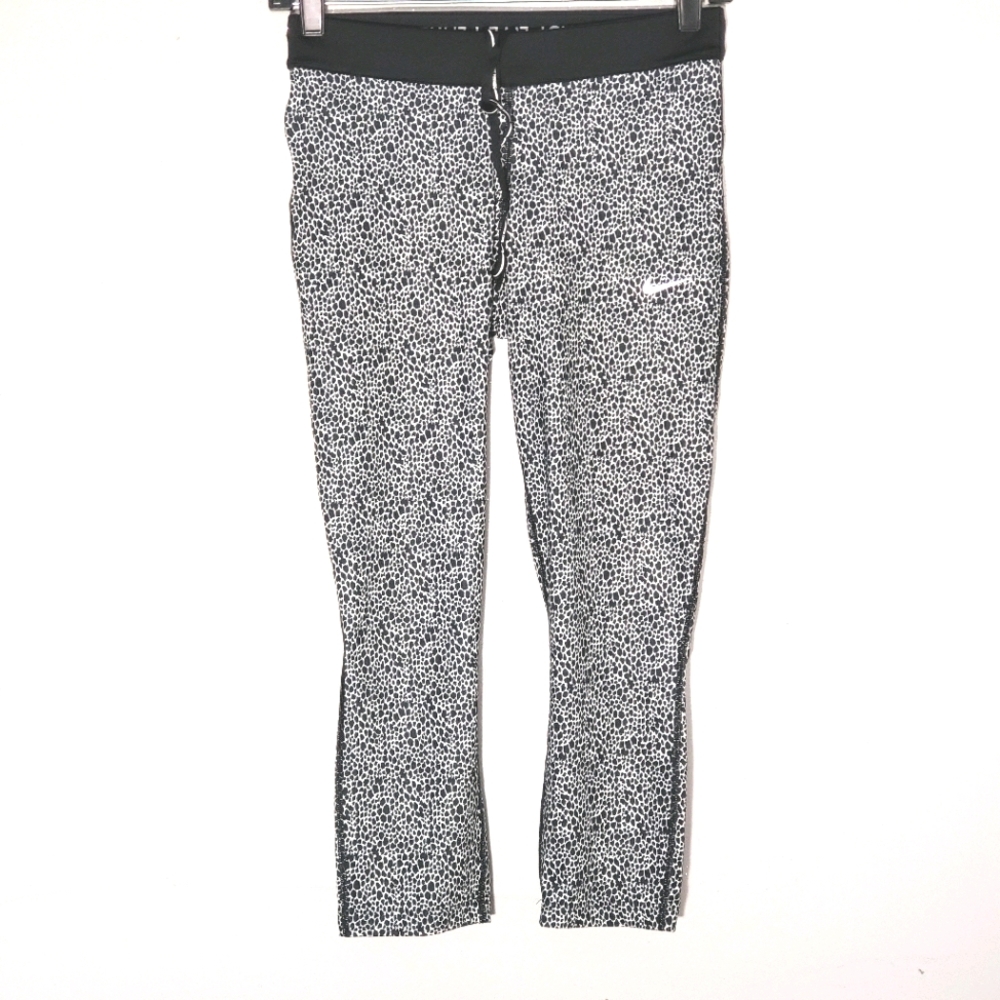 Nike Womens Running Leggings Black‎ White Leopard